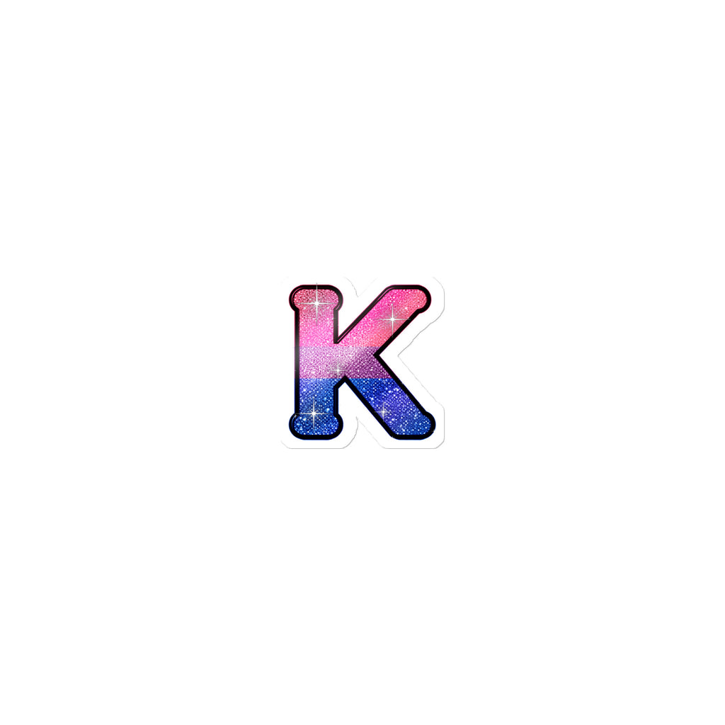 Bisexual Pride sticker with bedazzled glam KWEEN K - kiss-cut glitter-style vinyl LGBTQ+ sticker, UK