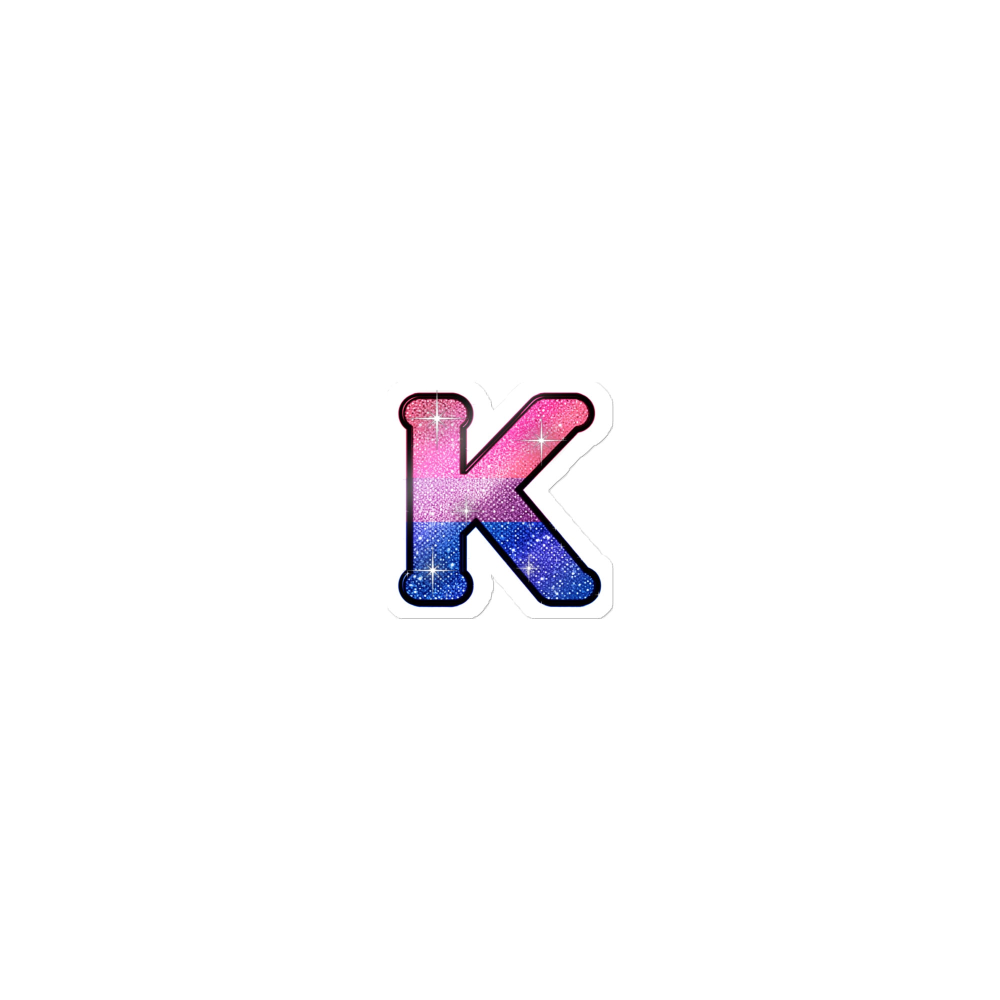 Bisexual Pride sticker with bedazzled glam KWEEN K - kiss-cut glitter-style vinyl LGBTQ+ sticker, UK