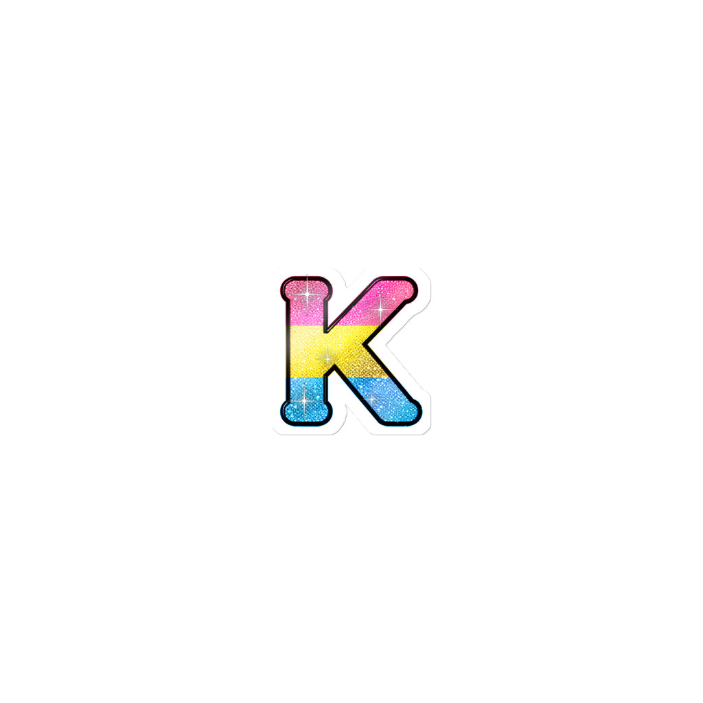 Pansexual Pride sticker with bedazzled glam KWEEN K - kiss-cut glitter-style vinyl LGBTQ+ sticker, UK