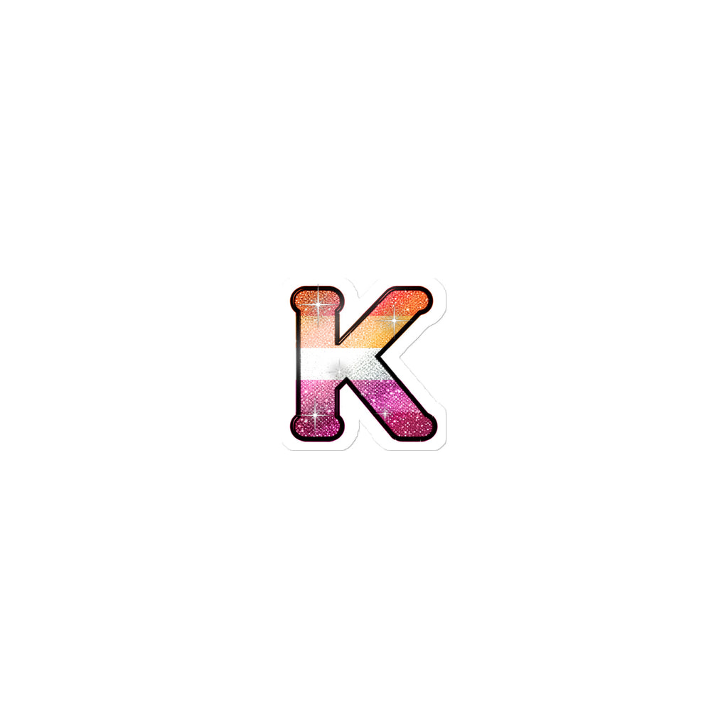 Lesbian Pride sticker with bedazzled glam KWEEN K - kiss-cut glitter-style vinyl LGBTQ+ sticker, UK