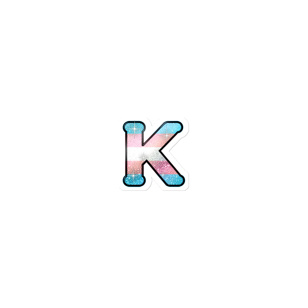 Transgender Pride sticker with bedazzled glam KWEEN K - kiss-cut glitter-style vinyl LGBTQ+ sticker, UK