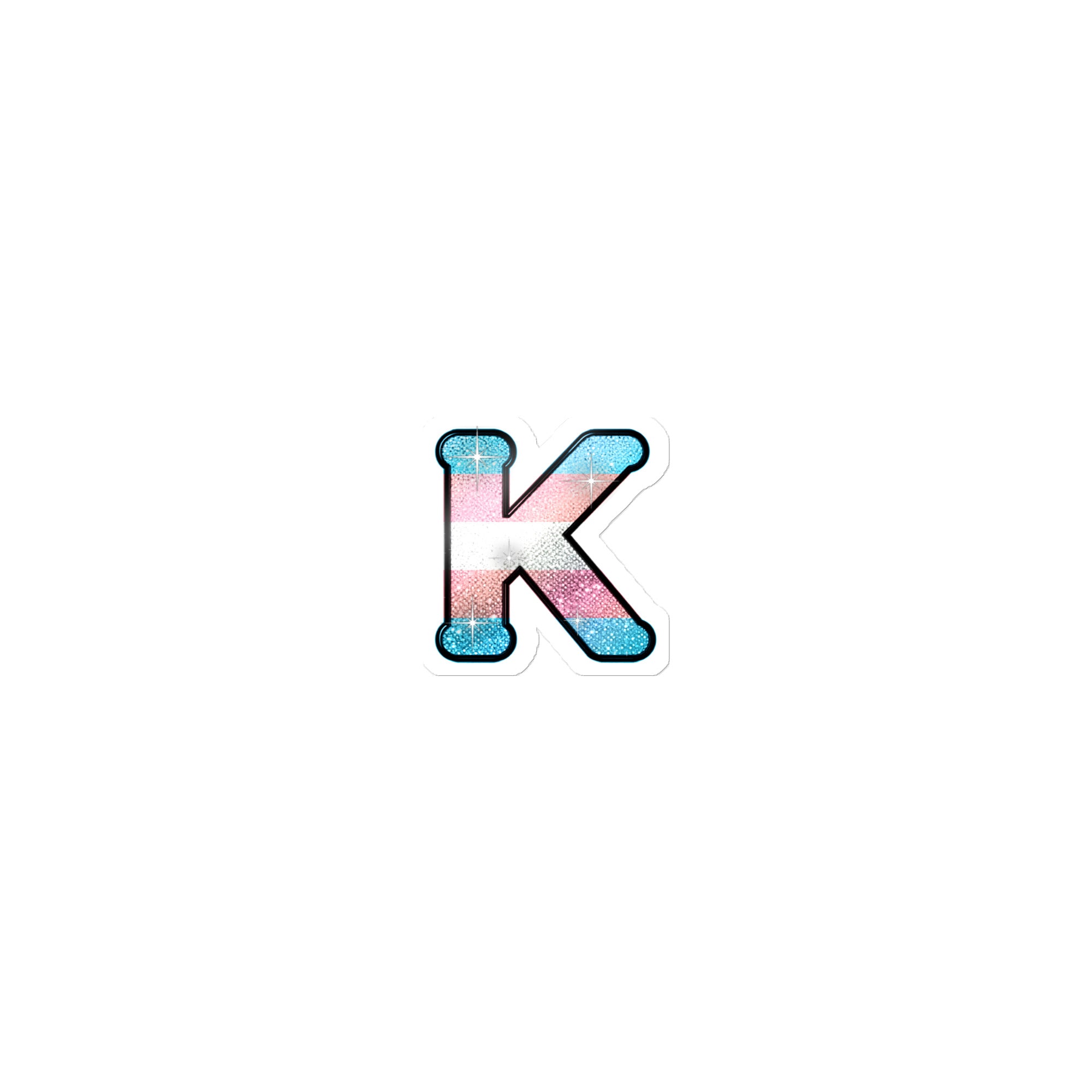 Transgender Pride sticker with bedazzled glam KWEEN K - kiss-cut glitter-style vinyl LGBTQ+ sticker, UK