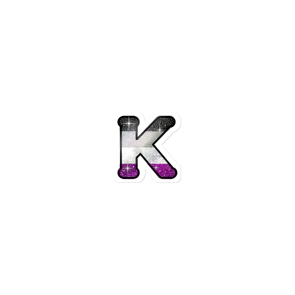Asexual Pride sticker with bedazzled glam KWEEN K - kiss-cut glitter-style vinyl LGBTQ+ sticker, UK