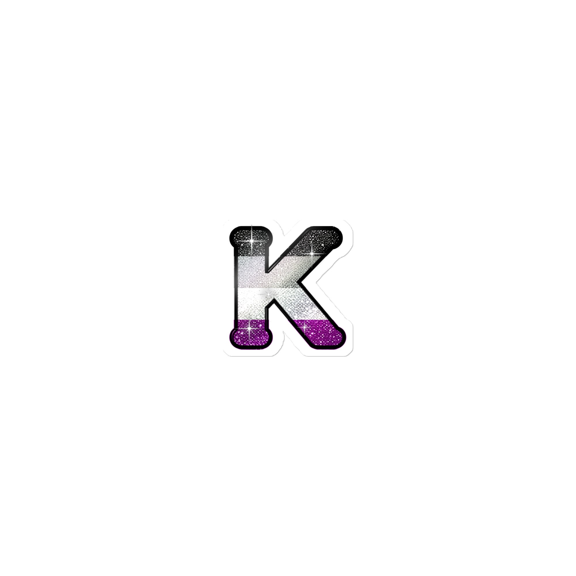 Asexual Pride sticker with bedazzled glam KWEEN K - kiss-cut glitter-style vinyl LGBTQ+ sticker, UK