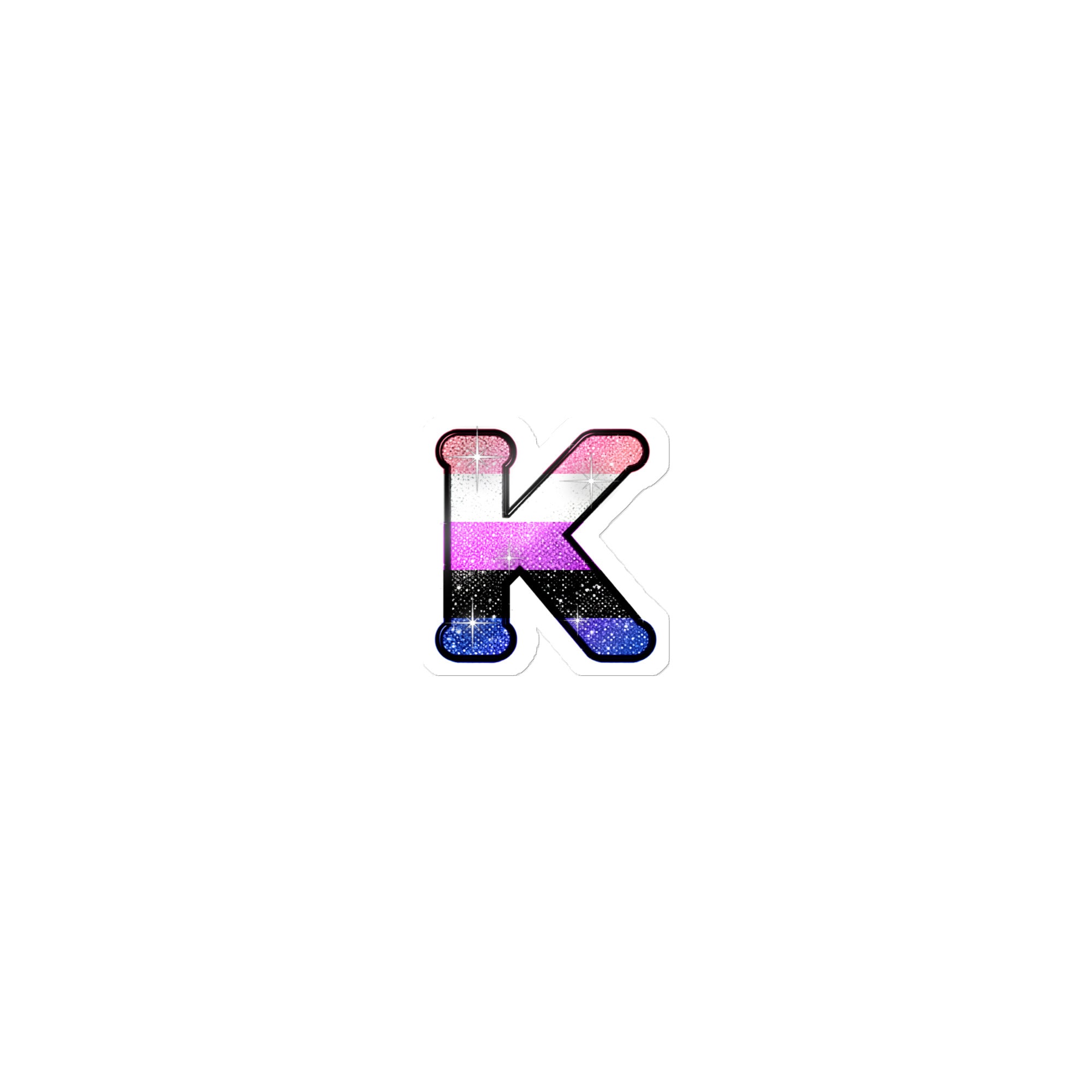 Genderfluid Pride sticker with bedazzled glam KWEEN K - kiss-cut glitter-style vinyl LGBTQ+ sticker, UK