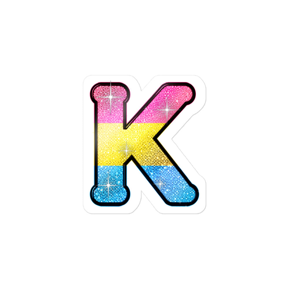 Pansexual Pride sticker with bedazzled glam KWEEN K - kiss-cut glitter-style vinyl LGBTQ+ sticker, UK