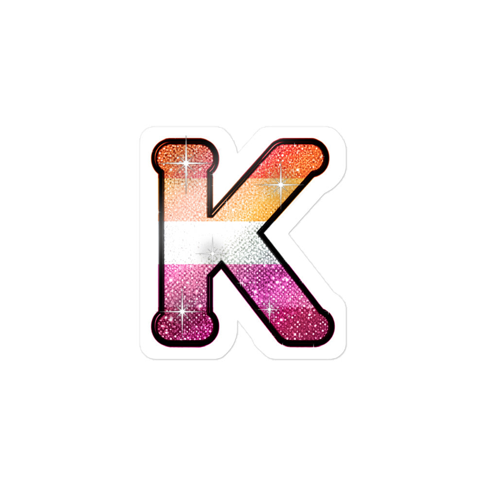 Lesbian Pride sticker with bedazzled glam KWEEN K - kiss-cut glitter-style vinyl LGBTQ+ sticker, UK