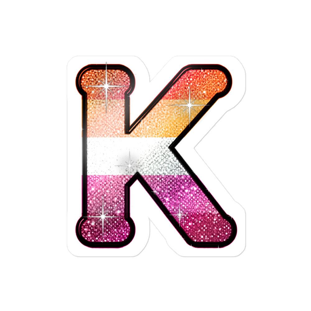Lesbian Pride sticker with bedazzled glam KWEEN K - kiss-cut glitter-style vinyl LGBTQ+ sticker, UK