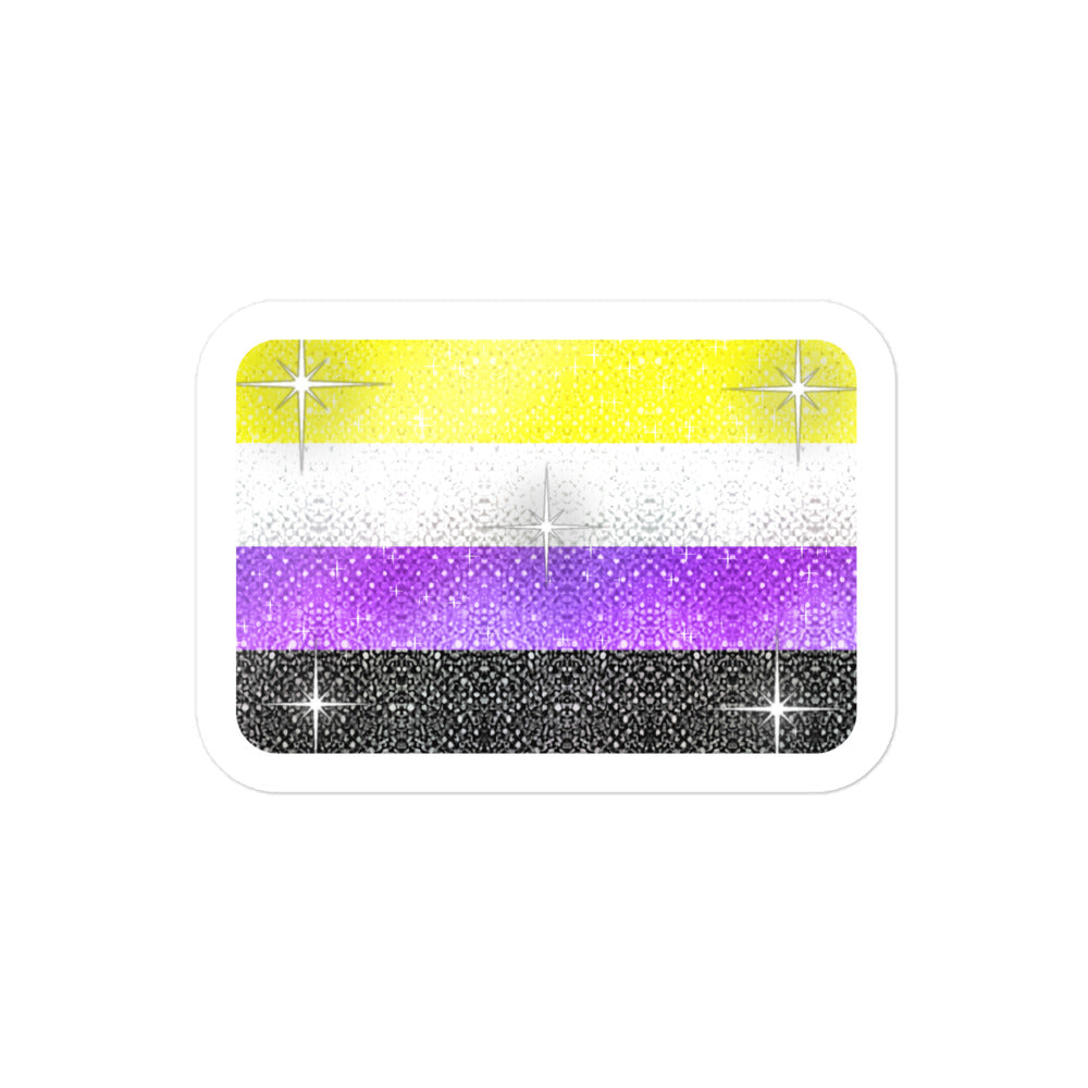 Non-binary Pride flag sticker - kiss-cut glossy vinyl, KWEEN Colours LGBTQ+ sticker, UK