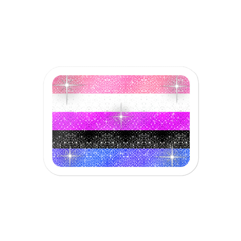 Genderfluid Pride flag sticker - kiss-cut glossy vinyl, KWEEN Colours LGBTQ+ sticker, UK