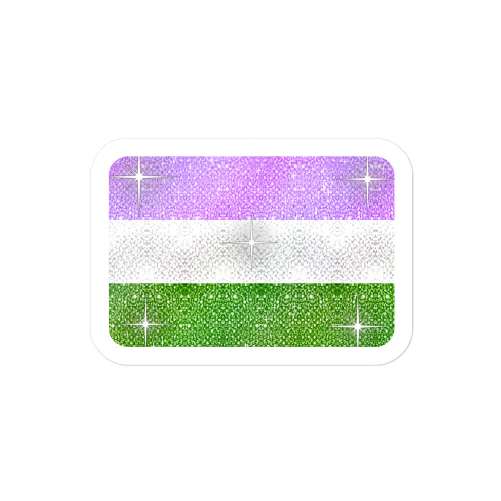 Genderqueer Pride flag sticker - kiss-cut glossy vinyl, KWEEN Colours LGBTQ+ sticker, UK