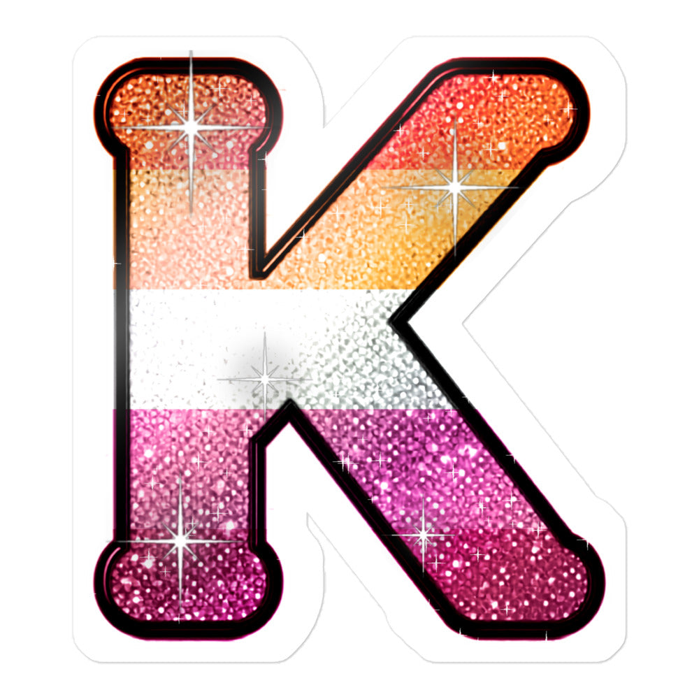 Lesbian Pride sticker with bedazzled glam KWEEN K - kiss-cut glitter-style vinyl LGBTQ+ sticker, UK