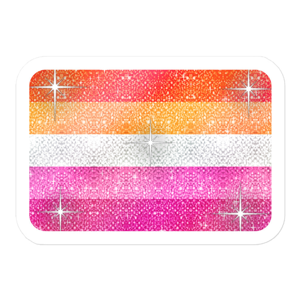 Lesbian Pride flag sticker - kiss-cut glossy vinyl, KWEEN Colours LGBTQ+ sticker, UK