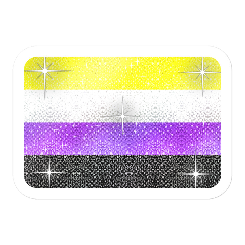 Non-binary Pride flag sticker - kiss-cut glossy vinyl, KWEEN Colours LGBTQ+ sticker, UK