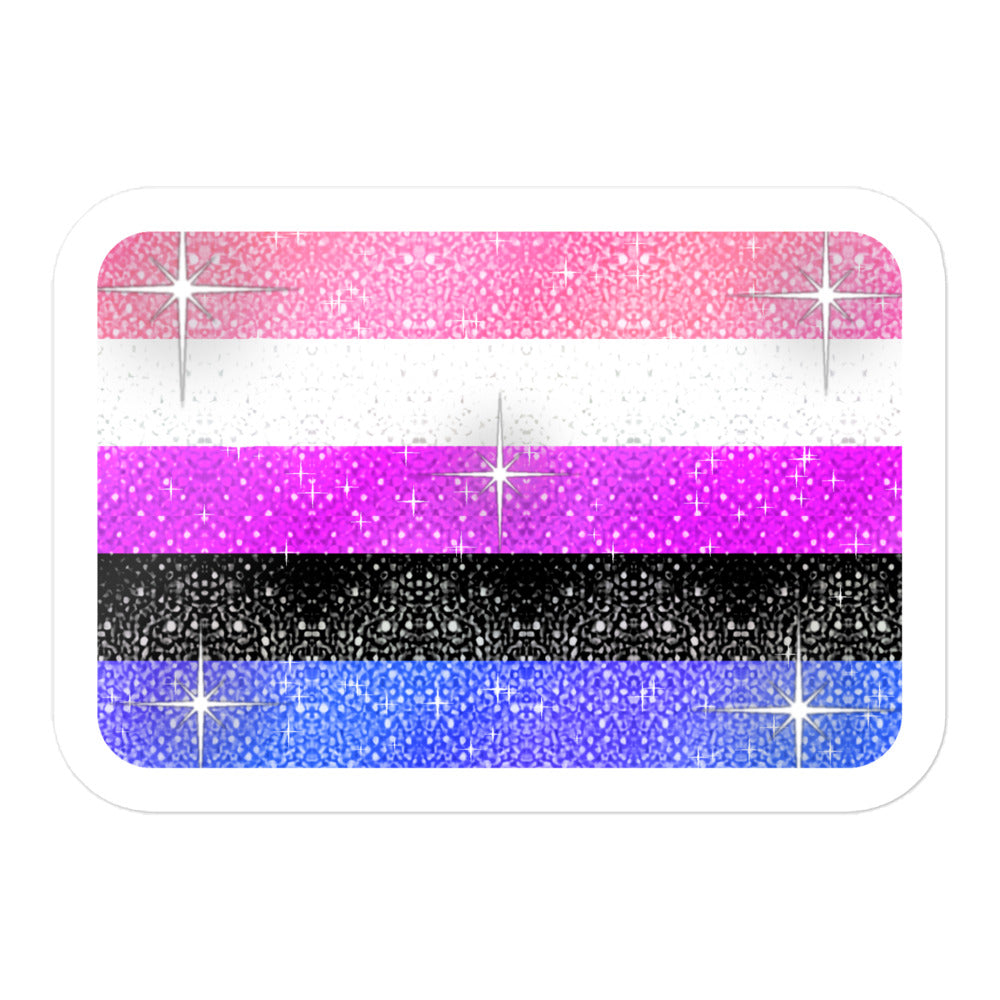 Genderfluid Pride flag sticker - kiss-cut glossy vinyl, KWEEN Colours LGBTQ+ sticker, UK