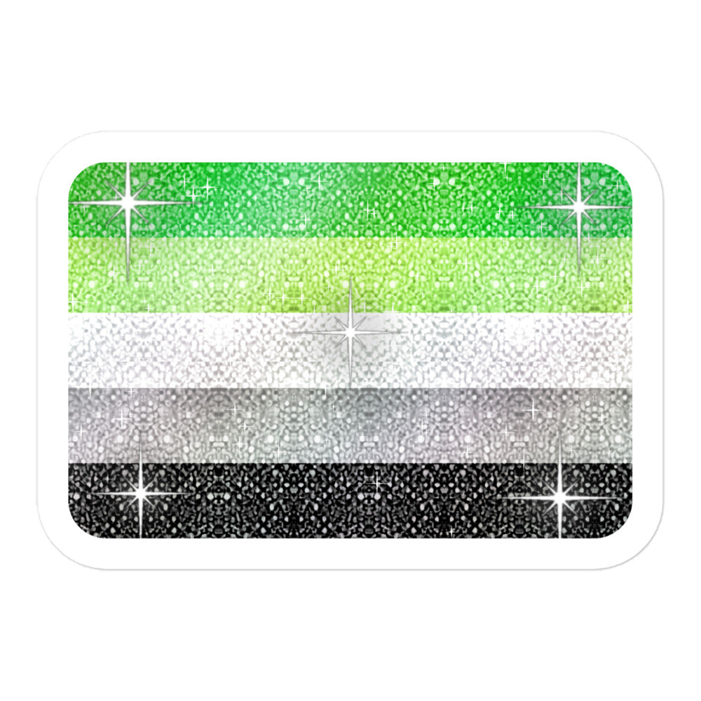 Aromantic Pride flag sticker - kiss-cut glossy vinyl, KWEEN Colours LGBTQ+ sticker, UK