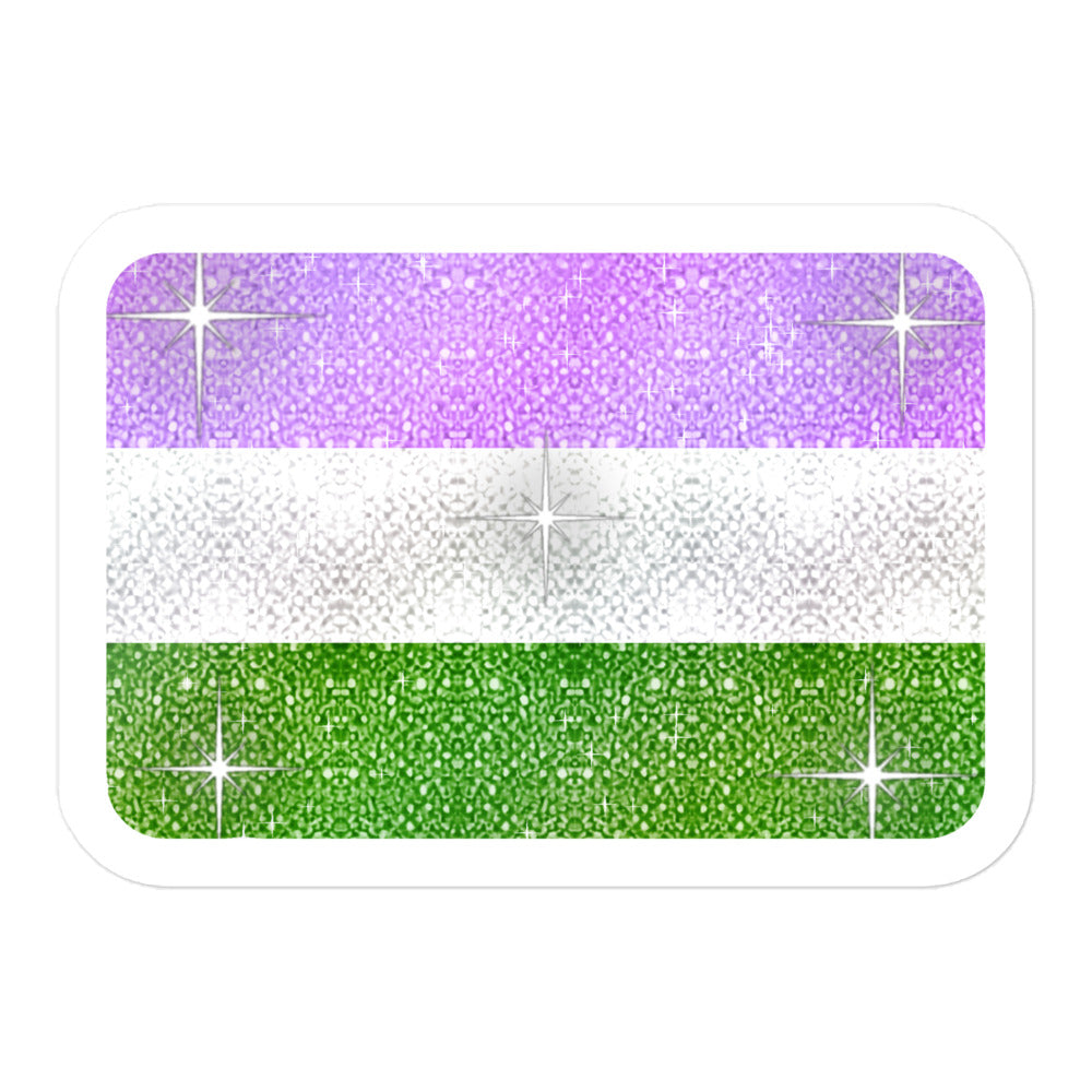 Genderqueer Pride flag sticker - kiss-cut glossy vinyl, KWEEN Colours LGBTQ+ sticker, UK