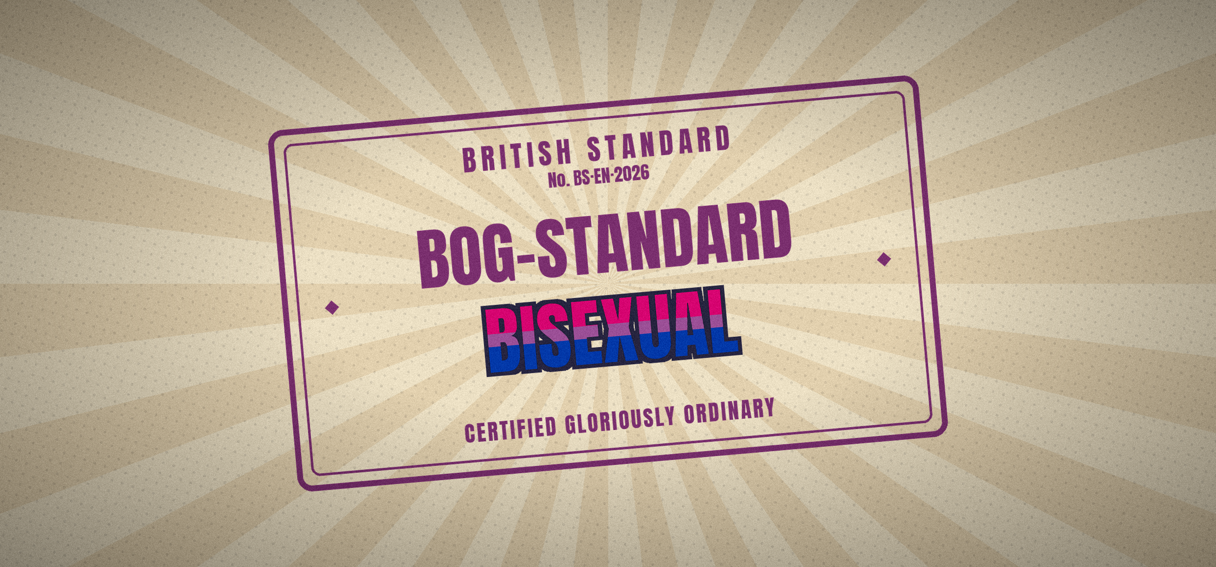 Bog-Standard Bisexual certification stamp mug design — full artwork