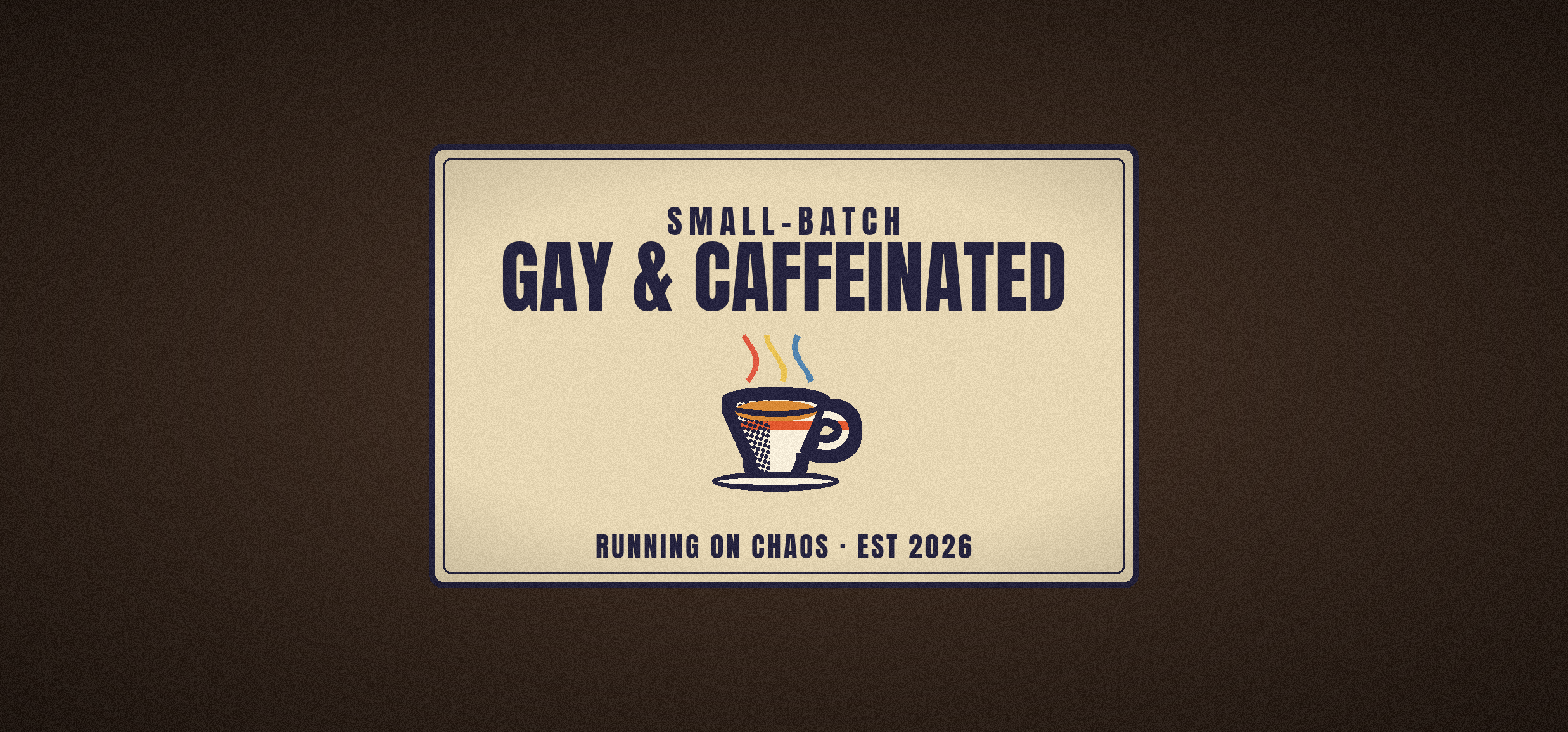 Gay and Caffeinated coffee label mug design — full artwork