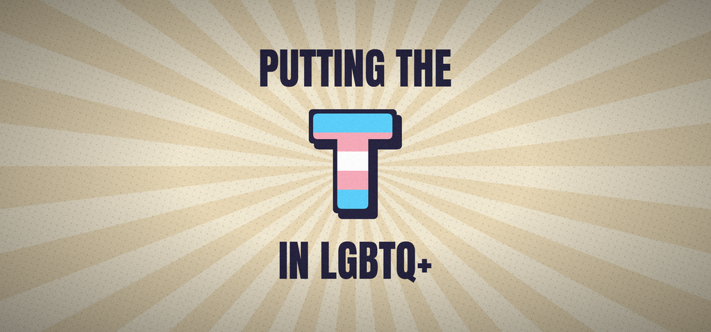 Putting the T in LGBTQ+ trans flag mug design — full artwork