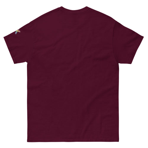 sassy pride t-shirt — She Is a Fugly Sl*t print, maroon t-shirt back view
