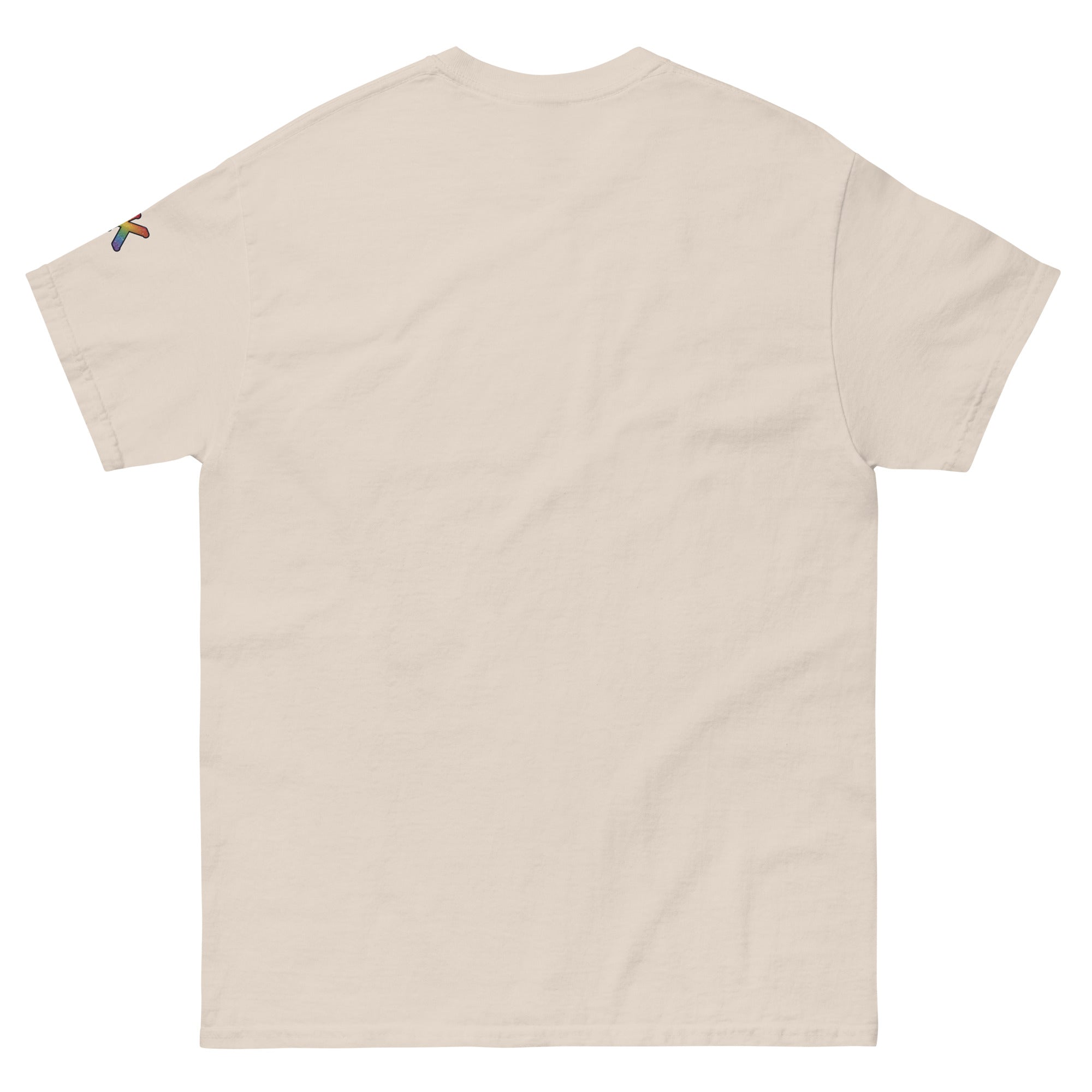 sassy pride t-shirt — Walking Red Flag print, natural t-shirt back view