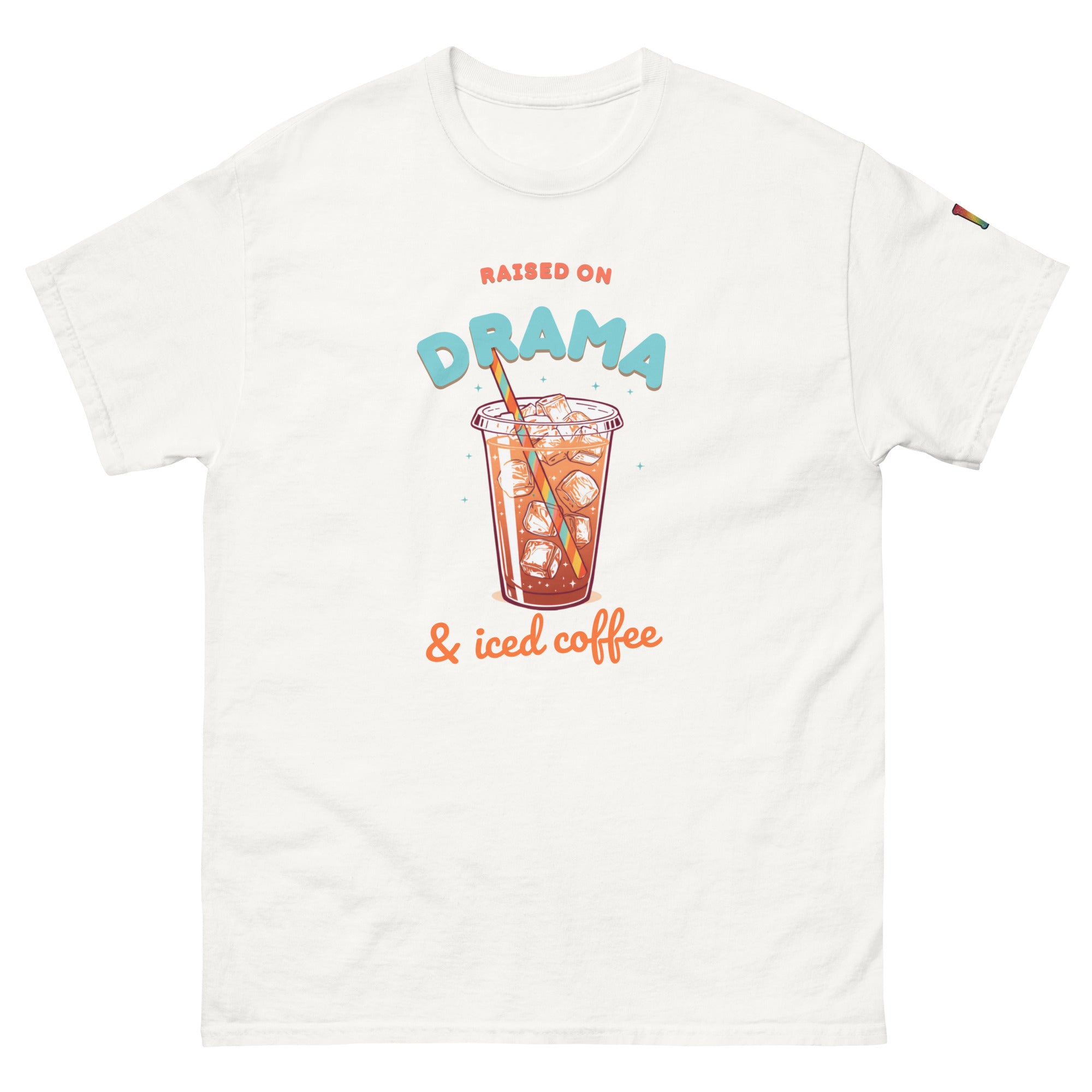 sassy pride t-shirt — Raised on Drama print, white t-shirt