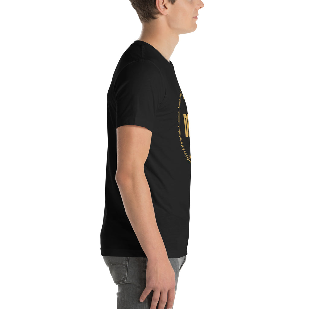 drag pride t-shirt — Certified Diva print, black t-shirt right side view