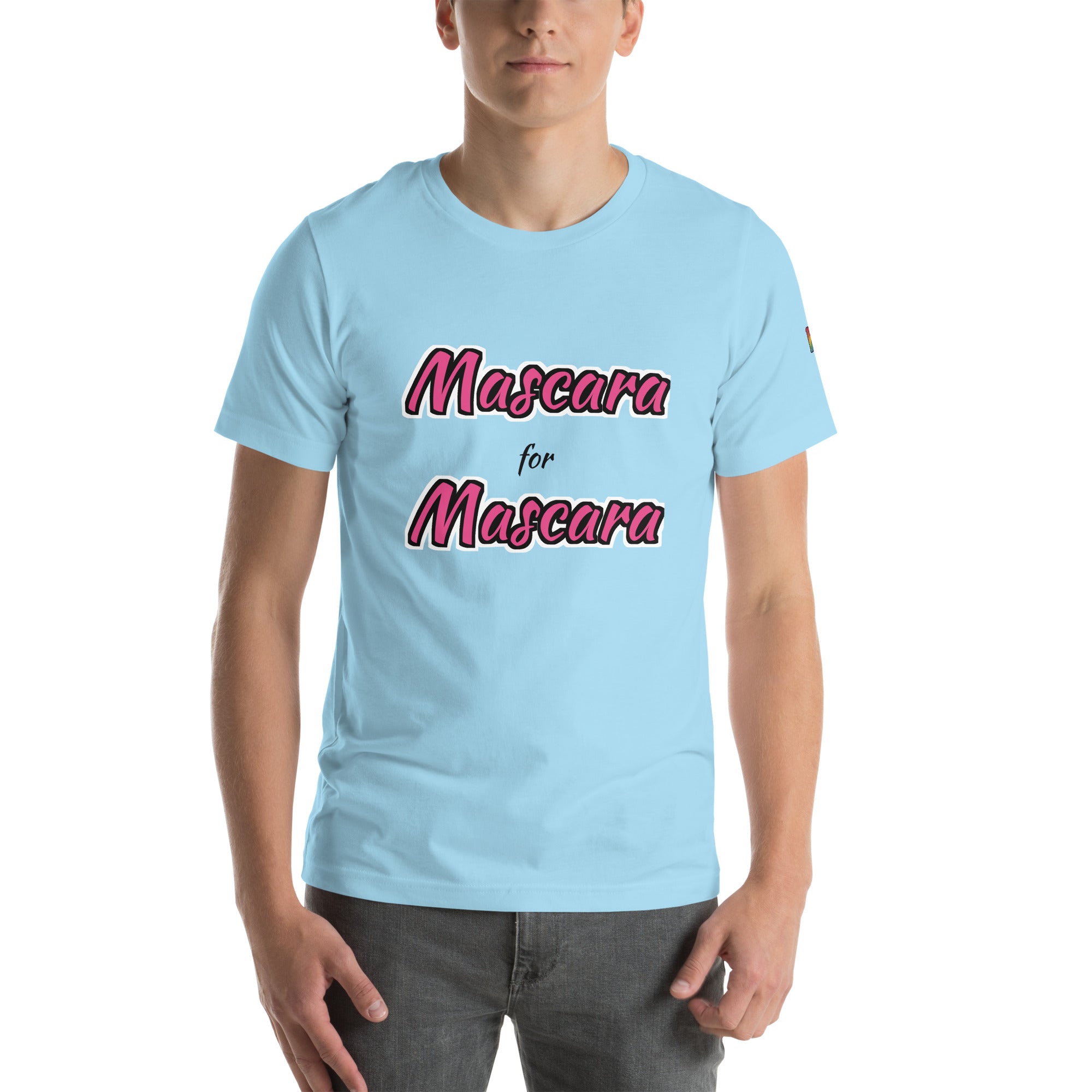 drag pride t-shirt — Mascara for Mascara print, ocean blue t-shirt