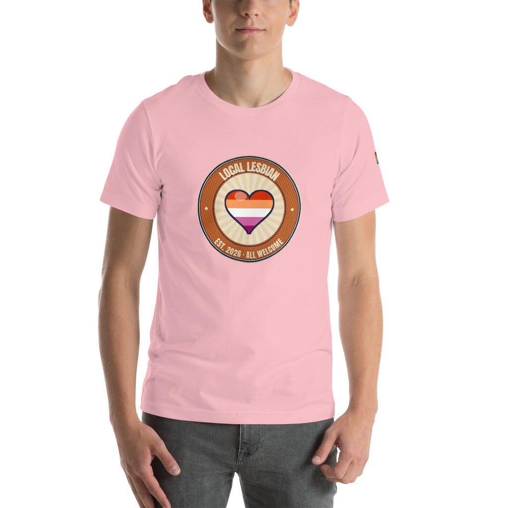 Local Lesbian badge pride t-shirt — alternate view