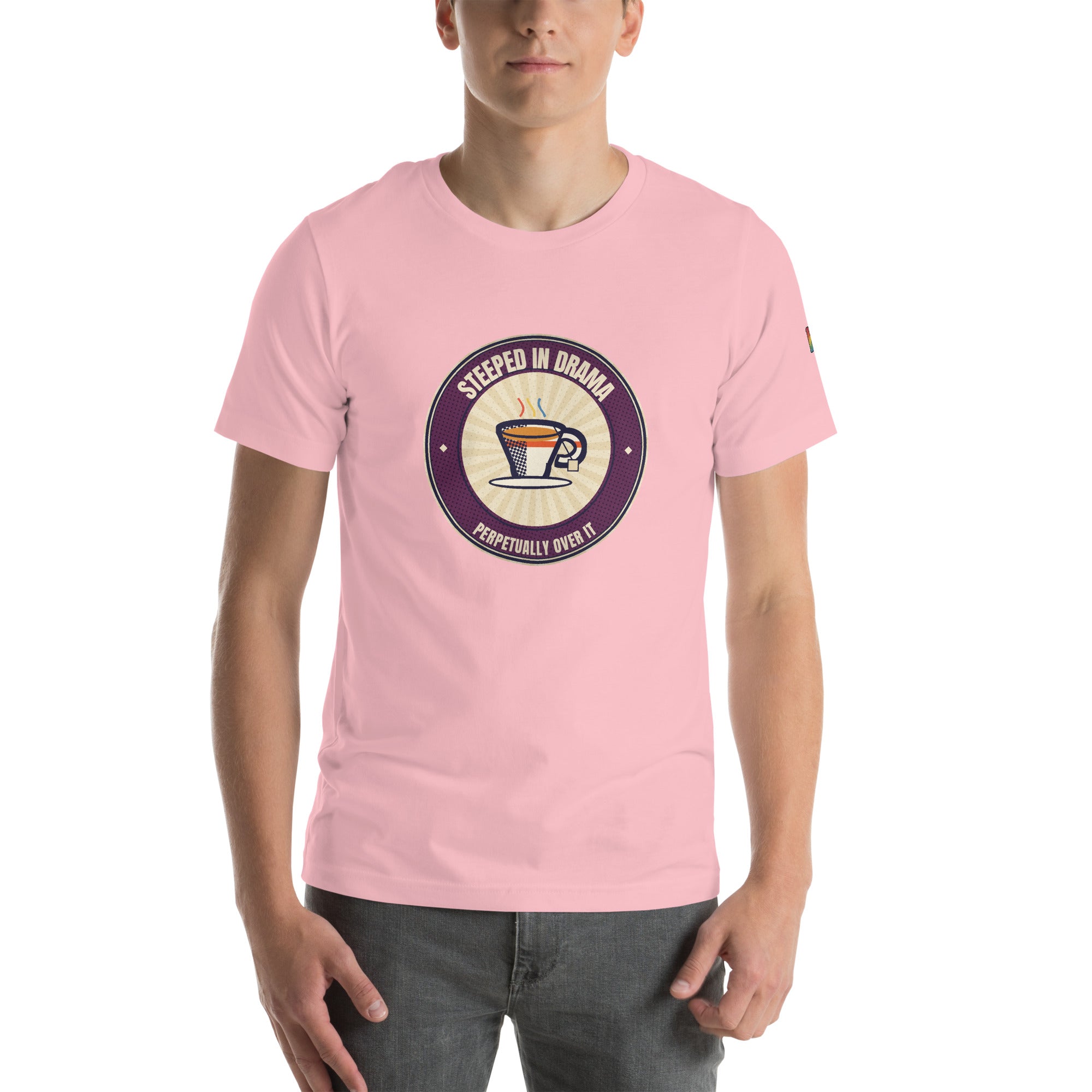 Steeped in Drama badge t-shirt — alternate view