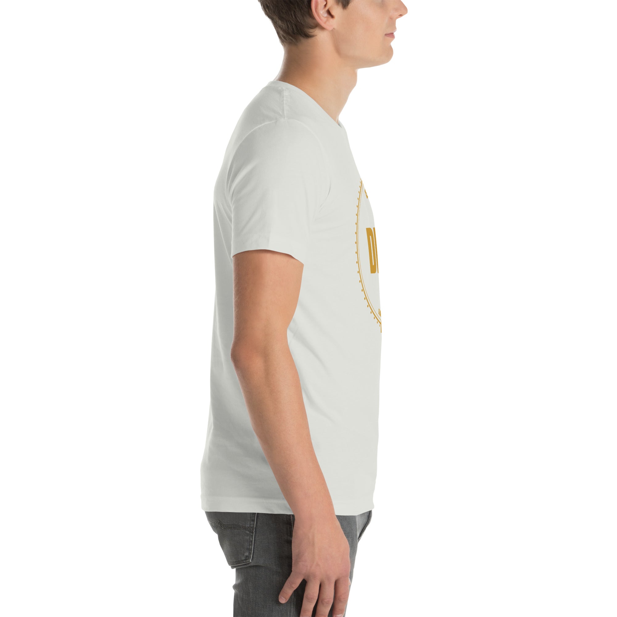 drag pride t-shirt — Certified Diva print, ash grey t-shirt right side view