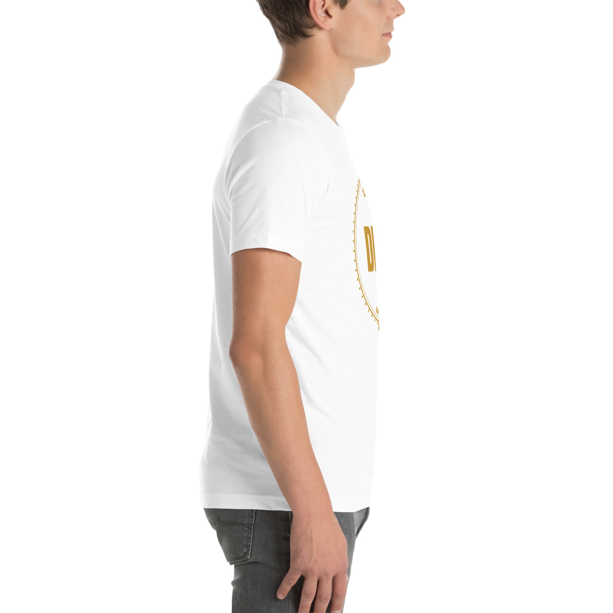 drag pride t-shirt — Certified Diva print, white t-shirt right side view
